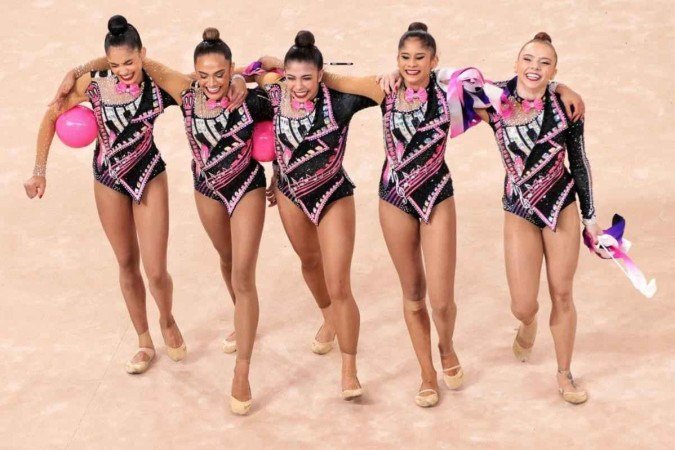 Brasil fechou a ginástica rítmica com mais três ouros no Pan 2023 - (crédito: Miriam Jeske/COB) Brasil fechou a ginástica rítmica com mais três ouros no Pan 2023 - (crédito: Miriam Jeske/COB)