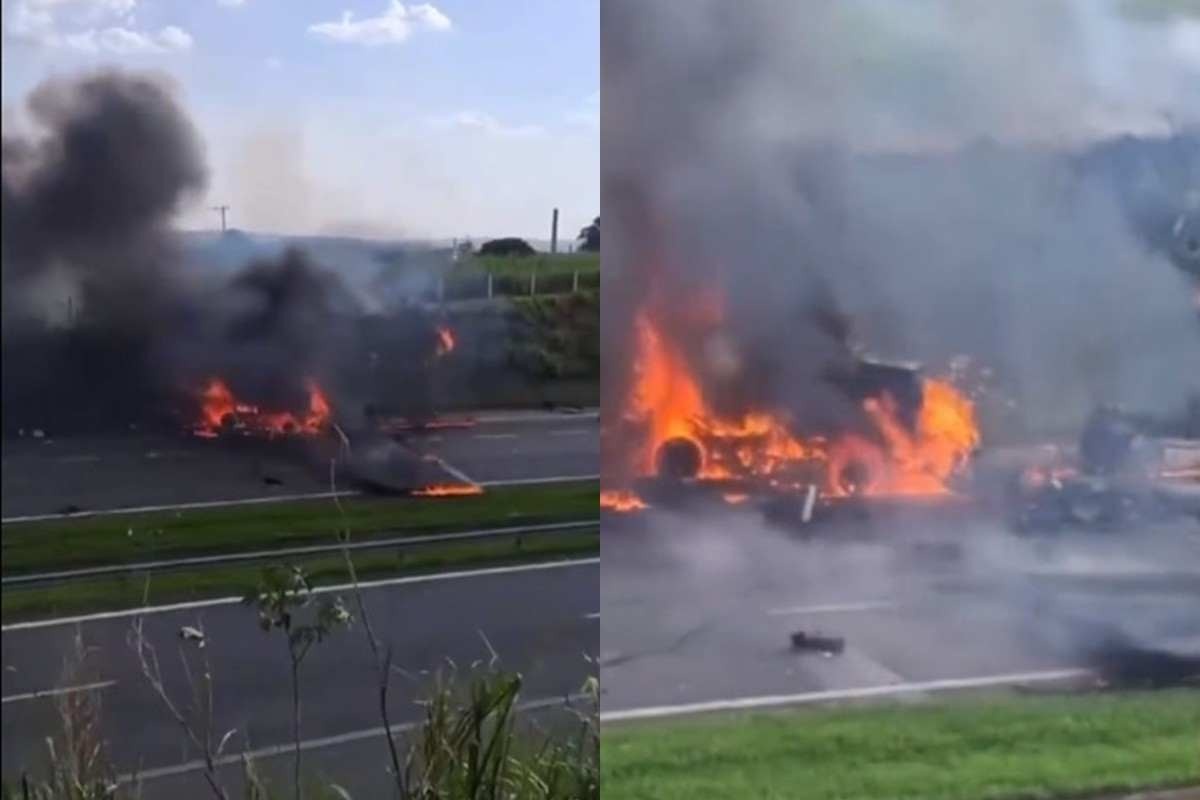 Criminosos explodem carro-forte e dinheiro fica espalhado por estrada