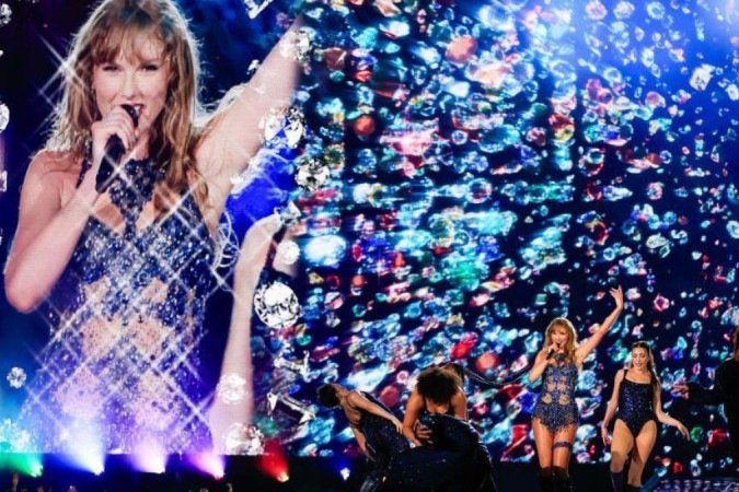Taylor Swift durante o primeiro show de sua turnê no Brasil, no Rio - (crédito: Getty Images) Taylor Swift durante o primeiro show de sua turnê no Brasil, no Rio - (crédito: Getty Images)