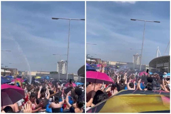 Os fãs que estão no local para o novo show deste sábado, no Rio de Janeiro, contaram ao Correio que receberam um banho de mangueira do Corpo de Bombeiros enquanto estavam na fila para a entrada no estádio Nilton Santos - (crédito: Pedro Grigori/CB/D.A.Press) Os fãs que estão no local para o novo show deste sábado, no Rio de Janeiro, contaram ao Correio que receberam um banho de mangueira do Corpo de Bombeiros enquanto estavam na fila para a entrada no estádio Nilton Santos - (crédito: Pedro Grigori/CB/D.A.Press)
