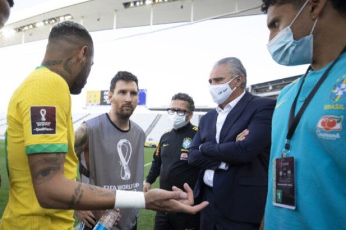 A partida com mando do Brasil nas Eliminatórias para 2022 foi cancelada pela Fifa. O jogo chegou a ser iniciado, na Neo Química Arena, mas foi paralisada com cinco minutos. Agentes da Anvisa notificaram que quatro atletas da Argentina não cumpriram o isolamento determinado pelas medidas de prevenção à Covid-19. - Foto: Lucas Figueiredo/CBF 