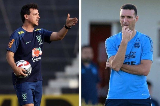 Fernando Diniz e Lionel Scaloni são contemporâneos, mas pensam futebol diferente - (crédito: Vitor Silva/CBF e Juan Mabromata/AFP) Fernando Diniz e Lionel Scaloni são contemporâneos, mas pensam futebol diferente - (crédito: Vitor Silva/CBF e Juan Mabromata/AFP)
