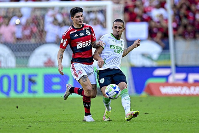  durante partida entre  Flamengo x Am..rica v..lida pela 16.. rodada do Campeonato Brasileiro da S..rie A 2023 realizada no est..dio Maracan.., na tarde deste s..bado (22). Foto: Mour..o Panda / Am..rica
     -  (crédito:  Mourão Panda)