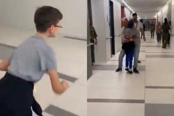 Vídeo divulgado pelo Centro médico Schneider mostra o reencontro de Ohad Munder com o pai -  (crédito: Centro médico Schneider)