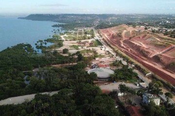Afundamento de uma mina próximo à lagoa Mundaú, no Mutange, pode abrir uma enorme cratera na superfície  -  (crédito: Reprodução/TV Gazeta)