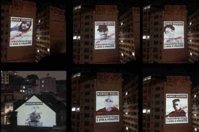 Familiares das vítimas realizam ato em memória aos nove jovens que foram mortos no baile da DZ7 -  (crédito: Coletivo Projetamos - São Paulo )