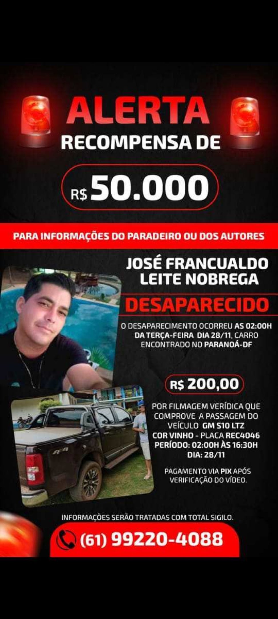 Família de policial penal desaparecido oferece recompensa de 50 mil pelo paradeiro  
