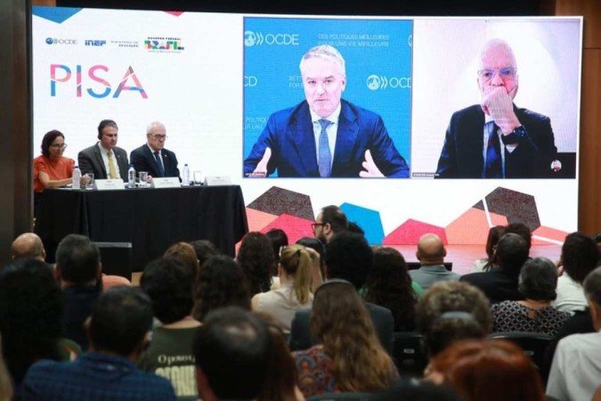 Resultados do Pisa 2022 foram apresentados na manhã desta terça-feira (5/12) no Ministério da Educação - (crédito: Luis Fortes / Ministério da Educação) Resultados do Pisa 2022 foram apresentados na manhã desta terça-feira (5/12) no Ministério da Educação - (crédito: Luis Fortes / Ministério da Educação)