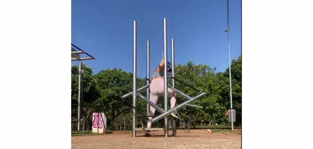 Mulher cai de barra de ferro ao tentar fazer exercício no Parque da Cidade