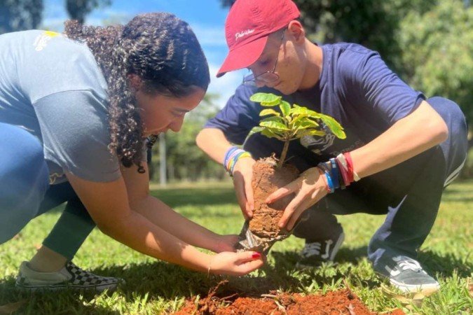 Colégio La Salle Brasília promove plantio de árvores nativas do cerrado - (crédito: Divulgação/La Salle Brasília) Colégio La Salle Brasília promove plantio de árvores nativas do cerrado - (crédito: Divulgação/La Salle Brasília)