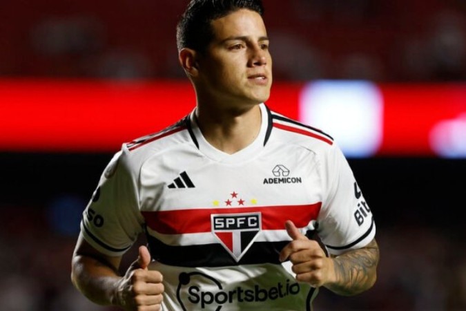 James ainda não conseguiu convencer com a camisa do São Paulo, com apenas um gol em 14 jogos -  (crédito:  RUBENS CHIRI/Perspectiva)