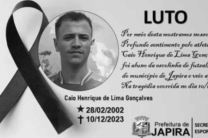 A prefeitura de Japira lamentou a morte de Caio Henrique de Lima Gonçalves -  (crédito: Reprodução/Instagram)