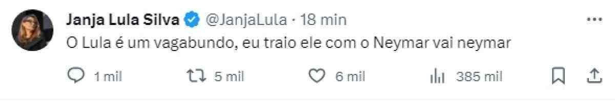 Janja Lula tem perfil do X / Twitter hackeado