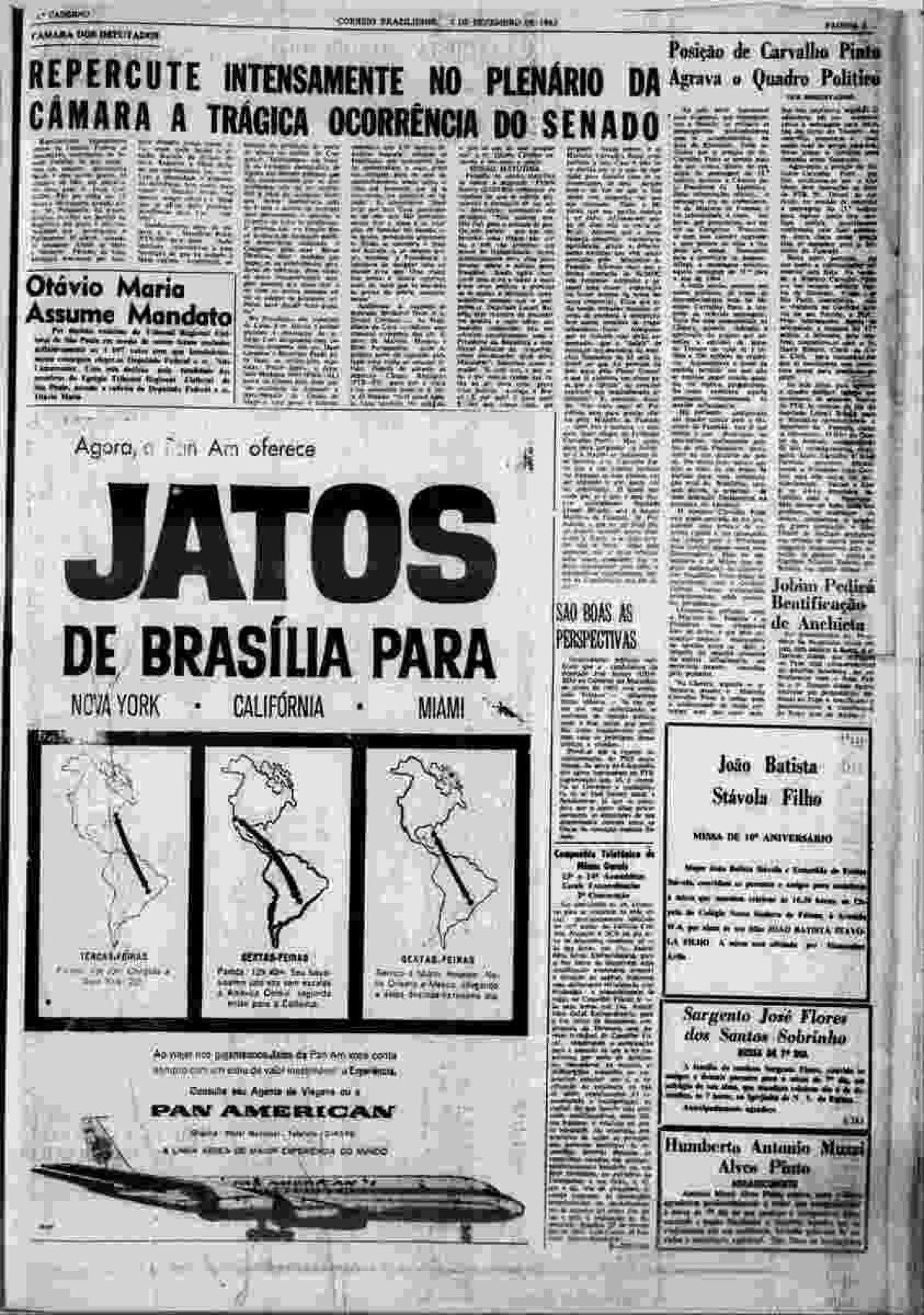 Cobertura do CB da morte do senador José Kairala, assassinado pelo senador Arnon de Mello no plenário do Senado 4/12/1963 