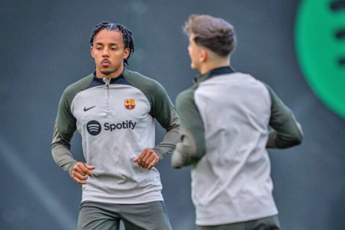 Jogadores do Barcelona durante treinamento da equipe - Foto: Divulgação Sara Gordon/FC Barcelona -  (crédito: Foto: Divulgação Sara Gordon/FC Barcelona)