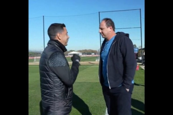 Rogério Ceni em visita à Espanha, onde conversou com Míchel Sánchez, técnico do Girona, líder de LaLiga -  (crédito: Foto: Divulgação/Bahia)