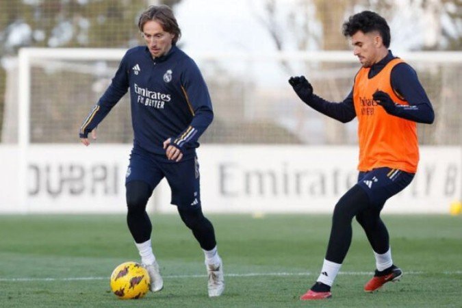 Jogadores do Real Madrid durante treinamento da equipe - Foto: Divulgação/Real Madrid -  (crédito: Foto: Divulgação/Real Madrid)
