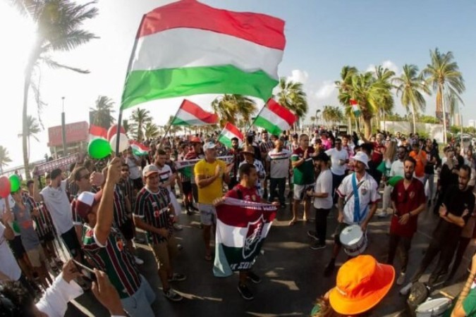 Olha a torcida do Fluminense fazendo um carnaval em Jeddah!  -  (crédito: Foto: Marcelo Gonçalves / FLUMINENSE)