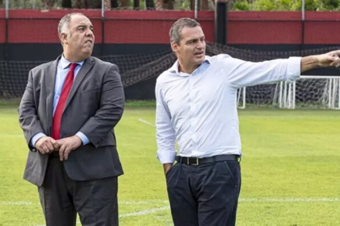 Marcos Braz e Bruno Spindel estão negociando chegadas no Flamengo -  (crédito: Foto: Alexandre Vidal / Flamengo)