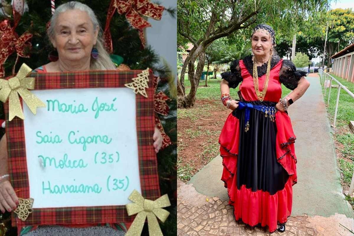 Moradora de lar de idosos realiza sonho de ganhar roupa cigana no Natal