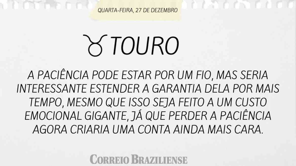 TOURO  | 27 DE DEZEMBRO