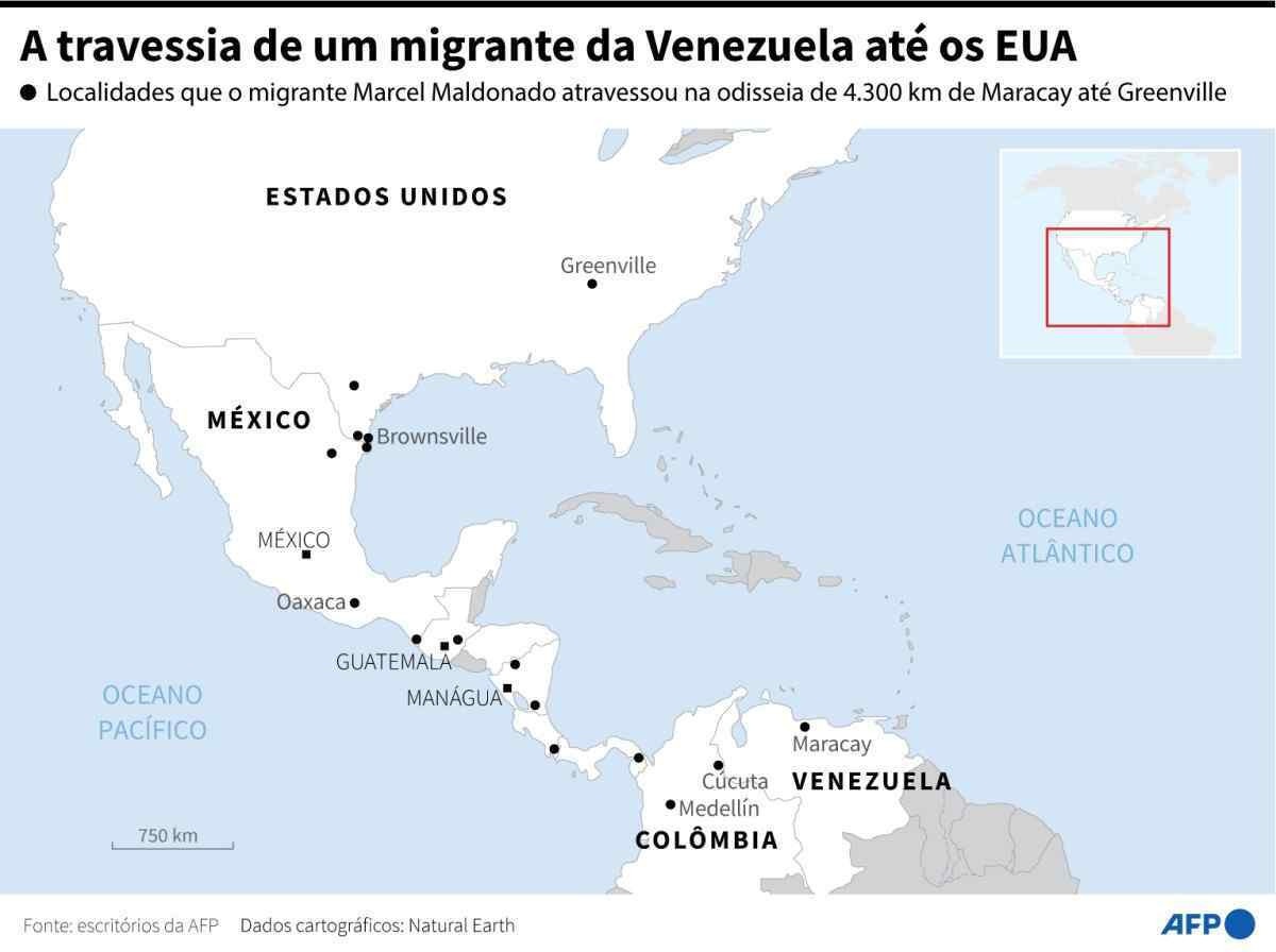 Pontos que a família passou até chegar aos EUA