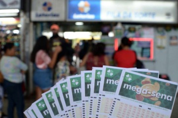 Para apostar na Mega-Sena, é preciso escolher de seis a 15 dezenas por cartela. O jogo simples, de seis dezenas, custa R$ 5 -  (crédito:  Ed Alves/CB/DA.Press)