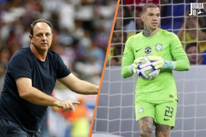 Rogério Ceni bate um papo com Ederson na Inglaterra -  (crédito:  Marcelo Caitano)