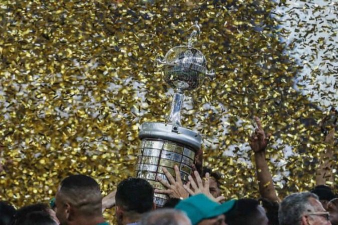 Loja do Fluminense tampa os títulos do Flamengo em taça da Libertadores -  (crédito: Foto: Reprodução / Redes Sociais)