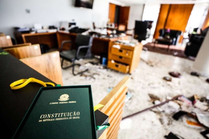 Edifício sede do Supremo Tribunal Federal (STF), após os atos de vandalismo do dia 8 de janeiro. -  (crédito: Fellipe Sampaio /SCO/STF)