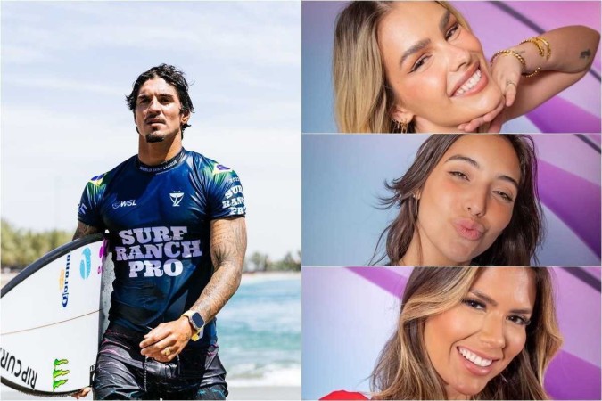 Gabriel Medina, Yasmin Brunet, Vanessa Lopes e Carolina, do 'Puxadinho' do BBB 24
 -  (crédito: Aaron Hughes/World Surf League; Globo/Paulo Belote)