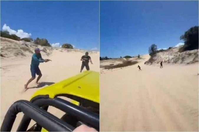 As imagens do momento da tentativa de assalto viralizaram nas redes sociais -  (crédito: Reprodução/Redes Sociais)