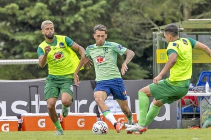 Bruno Gomes fez um dos gols da Seleção pré-olímpica  no jogo-treino deste domingo na Granja Comary -  (crédito:  Foto:  Joilson Marconne/CBF)