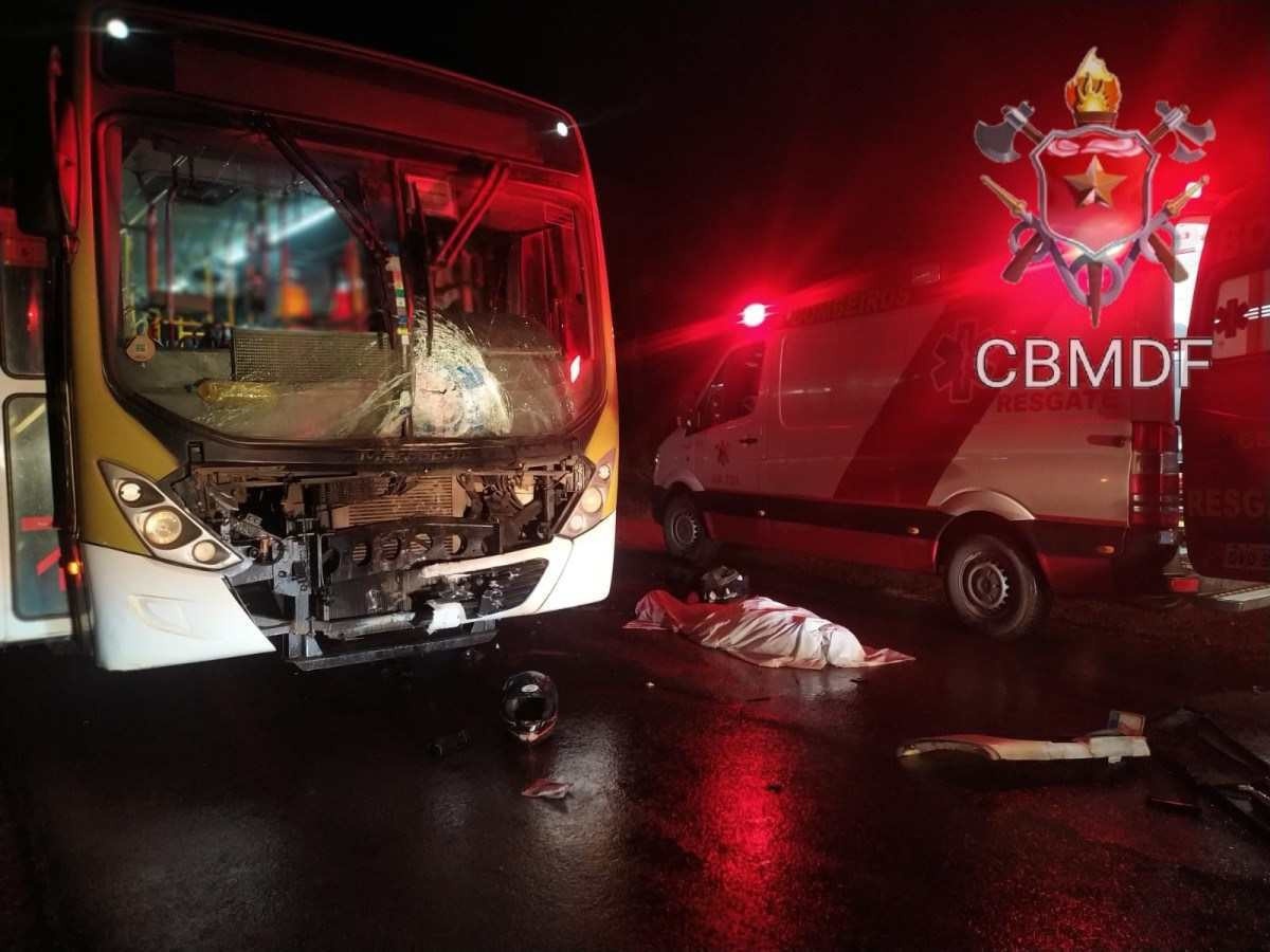 Motociclista morre após colisão frontal com ônibus em Brazlândia