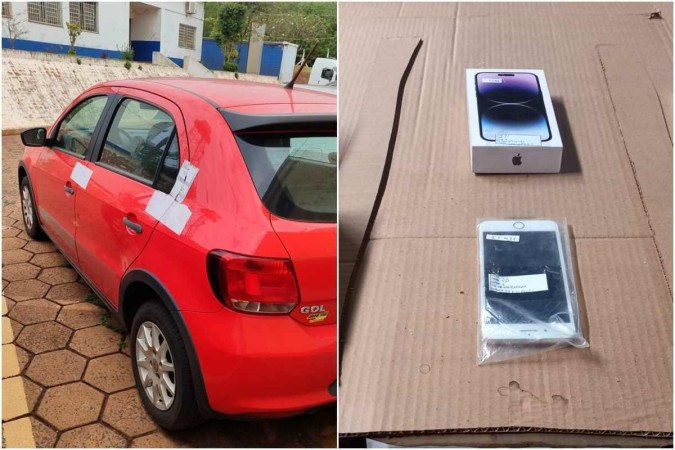 Carro seminovo e um lote com um iPhone 14 Pro Max e um iPhone 8 Plus estão entre os itens a serem leiloados -  (crédito: Receita Federal/Divulgação)