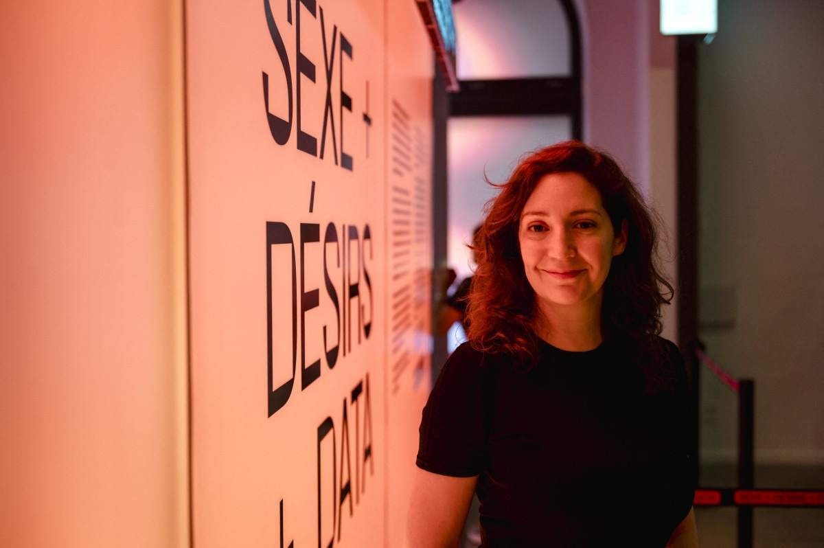  (FILES) Sandra Rodriguez, one of the organizers of the exhibit, poses for a portrait during an artificial intelligence (AI) exhibition called ?Sex, Desire and Data,