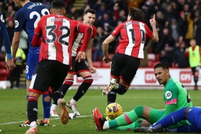 Cornet celebra o seu gol, o primeiro do West Ham sobre o Sheffield United - (crédito: Foto: Darren Staples/AFP via Getty Images) Cornet celebra o seu gol, o primeiro do West Ham sobre o Sheffield United - (crédito: Foto: Darren Staples/AFP via Getty Images)