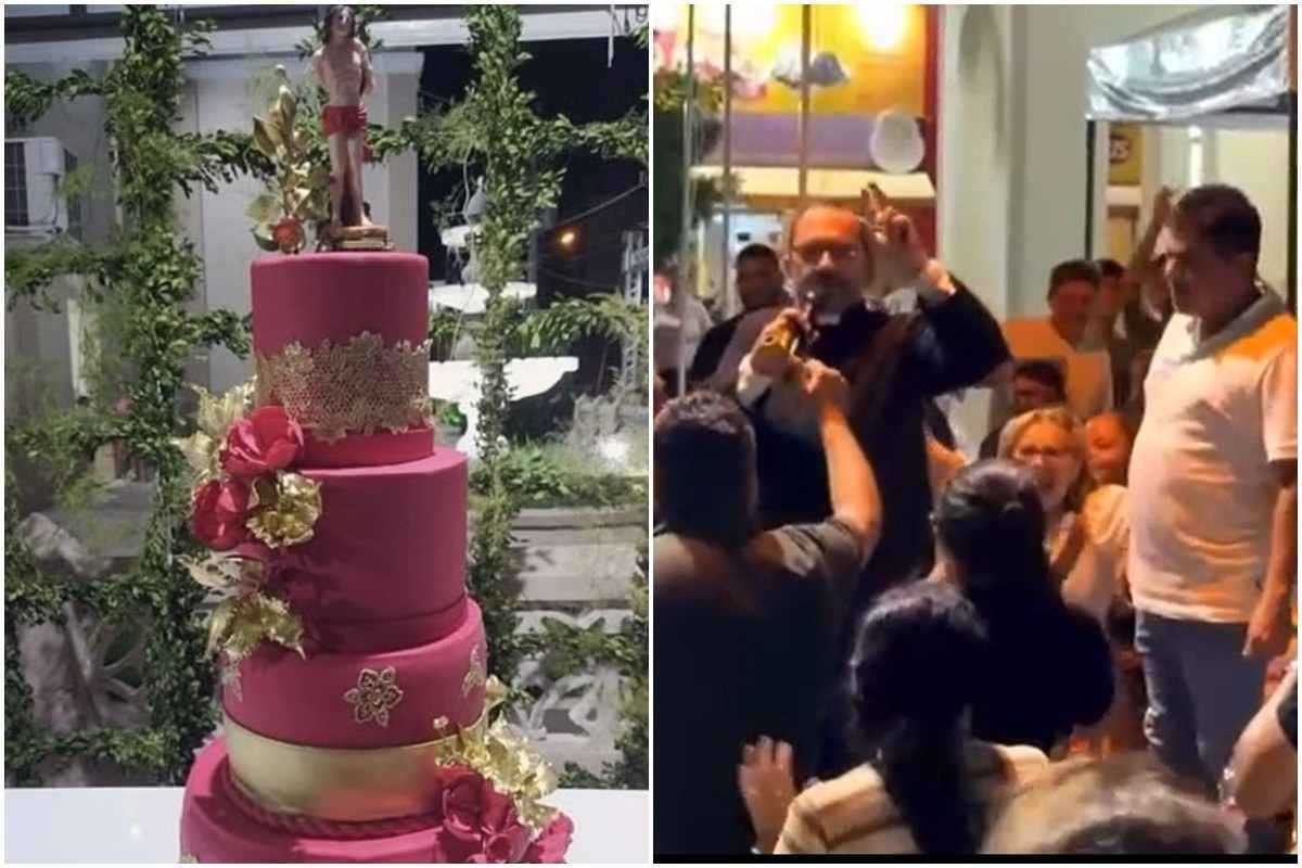 Padre leiloa bolo por R$ 100 mil em festa religiosa