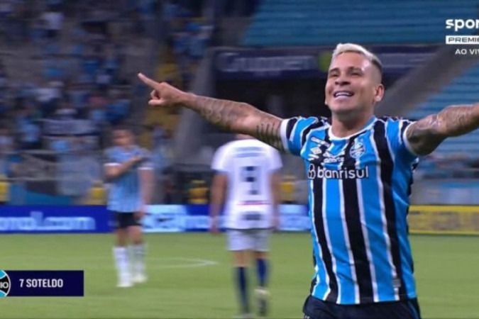 Soteldo foi o destaque do Grêmio na vitória sobre o São José, nesta quarta-feira -  (crédito:  Reprodução/RBS)