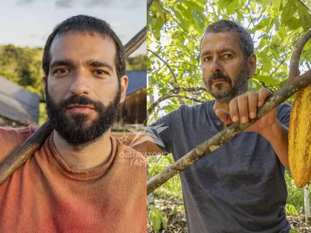 Humberto Carrão (foto da esquerda) e Marcos Palmeira (foto da direita) na novela Renascer - (crédito: Divulgação/TV Globo) Humberto Carrão (foto da esquerda) e Marcos Palmeira (foto da direita) na novela Renascer - (crédito: Divulgação/TV Globo)