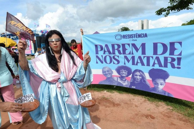 Marcha Trans na Esplanada dos Ministérios, no domingo (28/1) -  (crédito: Minervino Júnior/CB/D.A.Press)