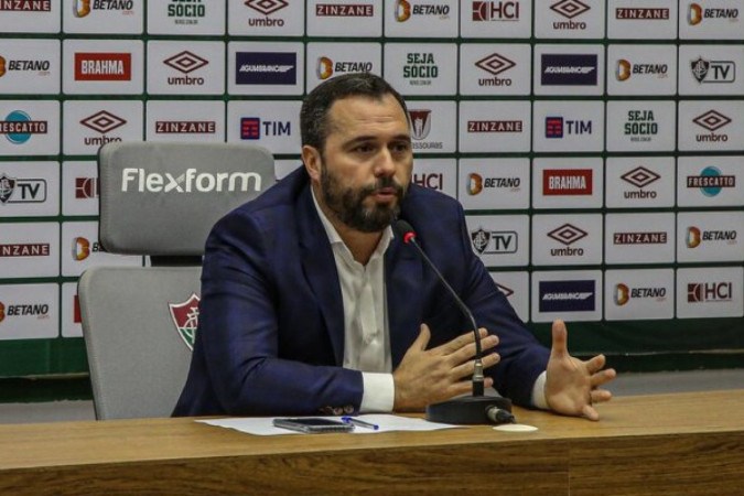 Presidente do Fluminense concede entrevista no CT Carlos Castilho -  (crédito:  MARCELO GONCALVES / FLUMINENSE)