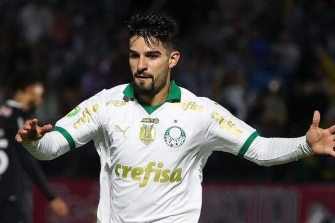 Flaco López anota o gol do triunfo do Palmeiras em Bragança Paulista -  (crédito: Foto: Fabio Menotti/Palmeiras/By Canon)