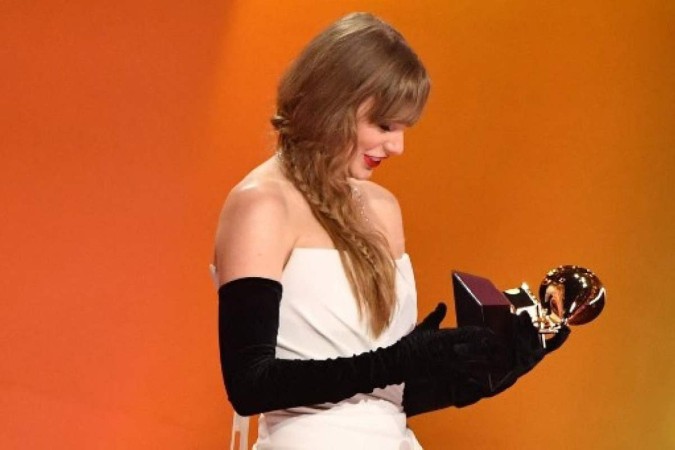 A cantora e compositora norte-americana Taylor Swift na 66ª edição do Grammy -  (crédito: Valerie Macon / AFP)