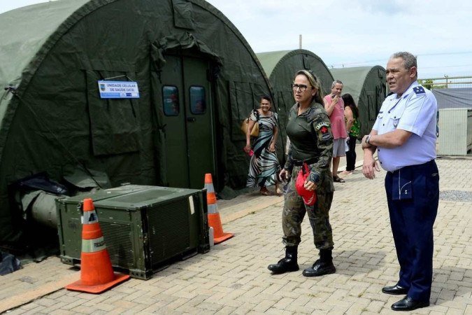  05/02/2024 Crédito: Marcelo Ferreira/CB/D.A Press. Brasil. Brasília - DF - Dengue. Hospital de campanha da aeronautica em Ceilândia - Brigadeiro Braga.