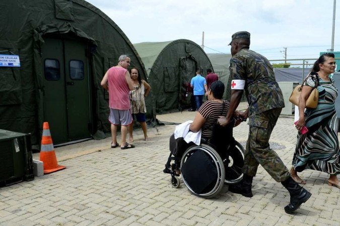  05/02/2024 Crédito: Marcelo Ferreira/CB/D.A Press. Brasil. Brasília - DF - Dengue. Hospital de campanha da aeronautica em Ceilândia