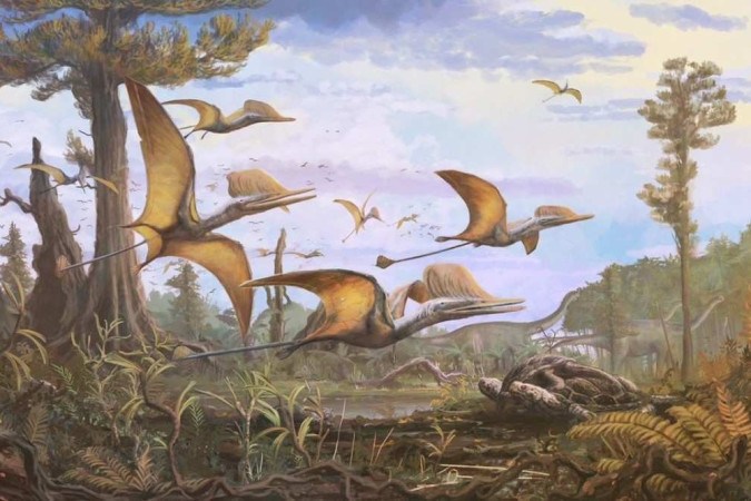 Reconstituição artística do Ceoptera evansae: animal teria vivido 25 milhões de anos na Terra  -  (crédito: NHM & Witton 2021/Divulgação )