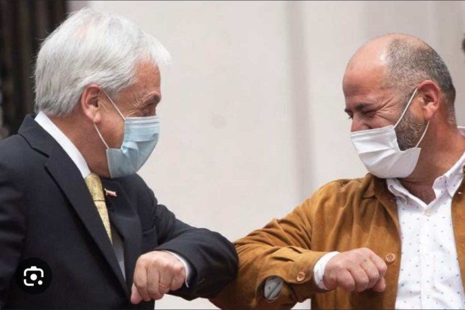 Mario Sepúlveda com Piñera, durante a pandemia da covid-19