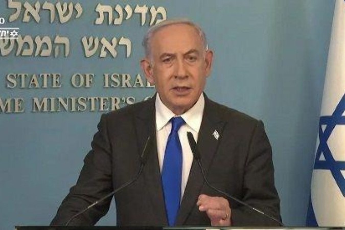 Benjamin Netanyahu prometeu continuar a guerra com o Hamas em Gaza -  (crédito: Governo de Israel)