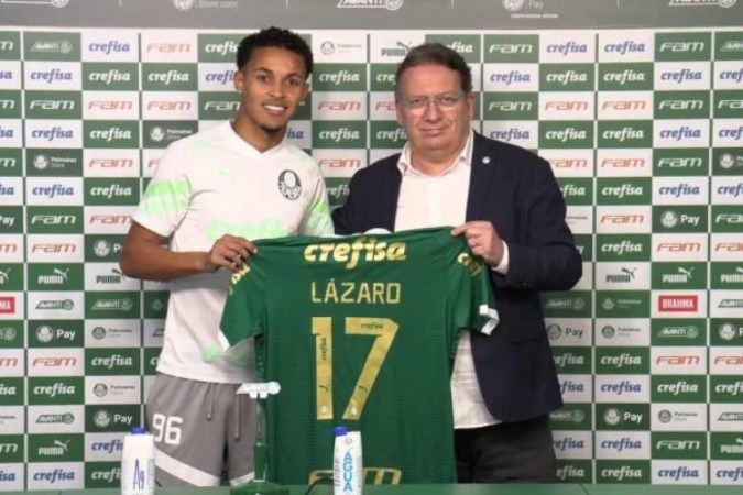 Lázaro é apresentado no Palmeiras -  (crédito: Foto: Fabio Menotti/Palmeiras)